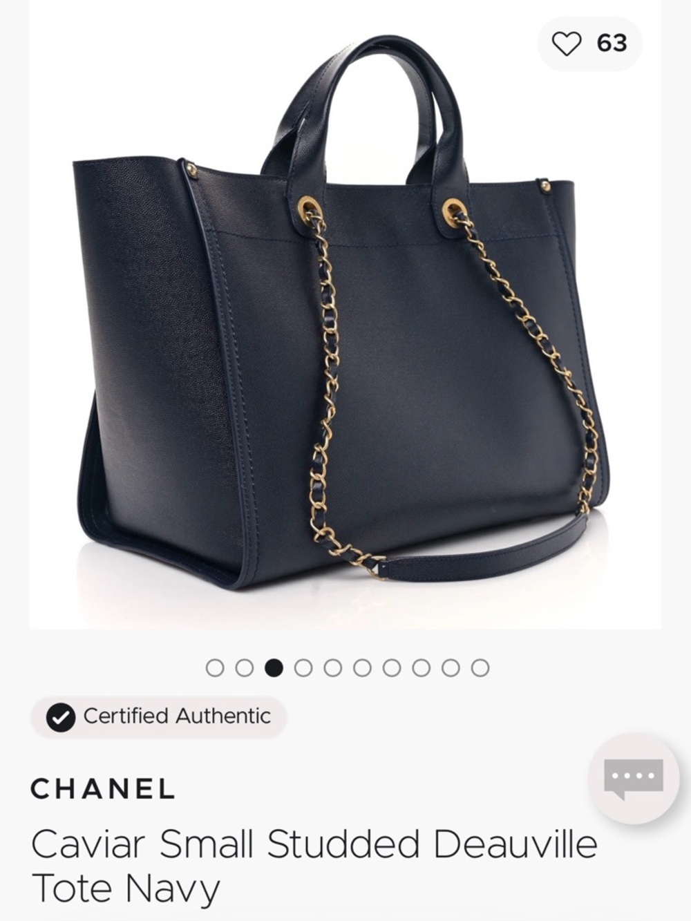 Chanel Caviar Small Studded Deauville Tote Navy - Picture 11 of 16